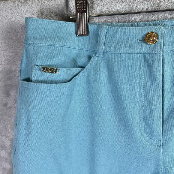 St John Sport Jeans Bright Blue Women's 4 Straight Leg Pants FLAWS* Cotton Blend - Picture 7 of 16